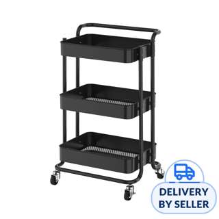Rene Cielo Household Metal Storage Pushing Cart Black