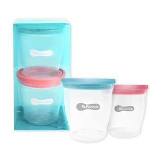 BeBecook 2-Pc Stackable B.Meals Storage Containers (Pink/Mint