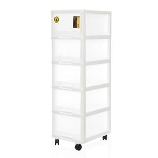 Citylife 90L 5 Tier Comfort Cabinet with Wheels - Clear