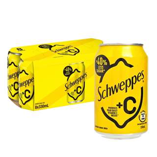 Schweppes C Lemon Flavoured Soda Can - Bundle of 8