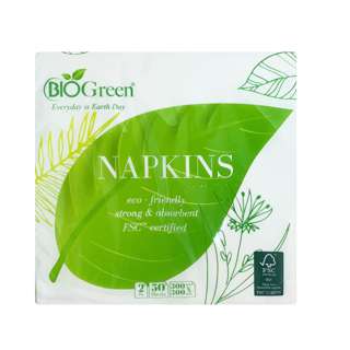 Biogreen Biogreen White Napkin 30cmx30cmx2ply x50's (FSC)