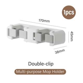 Sweet Home Wall Mounted Mop Clip Holder (Double-clip)
