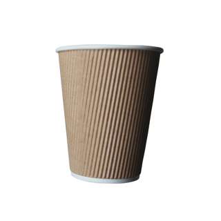 eco u 12oz Paper Cups Bio & Disposable - Ripple Wall