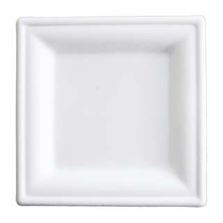 eco u 6 Inch Sugarcane Square Plates Disposable Biodegradable