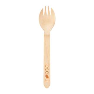 eco u Premium Wooden Sporks Disposable Biodegradable Cutlery