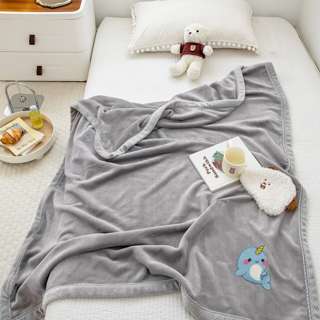 Sweet Home Double-layer Embroidered Blanket-Whale Grey