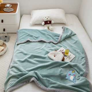 Sweet Home Double-layer Embroidered Blanket-Whale Green