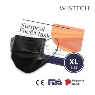 Wistech Adult XL Black 3-Ply Surgical Face Mask