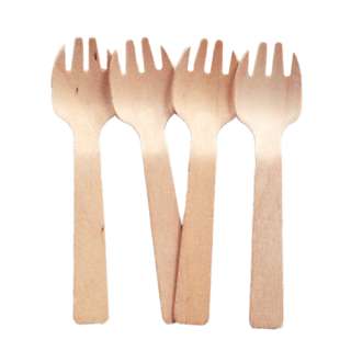 eco u Premium Wooden Mini Forks Disposable Bio Cutlery