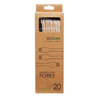 eco u Premium Wooden Forks Disposable Biodegradable Cutlery