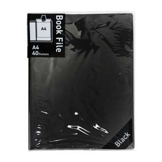 A4 Clear File Holder Book (40 Pockets) - Black