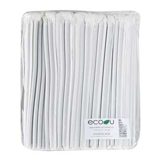 eco u Premium Individually Wrapped Paper Straws Solid Black