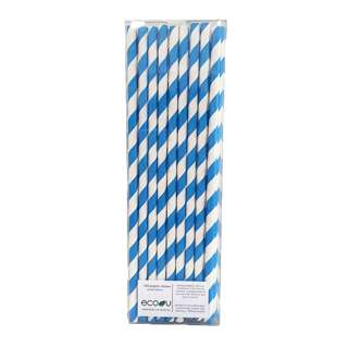 eco u Premium Paper Straws Blue Stripes Bio Partyware