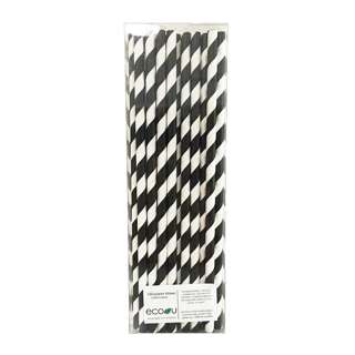 eco u Premium Paper Straws Black Stripes Bio Partyware