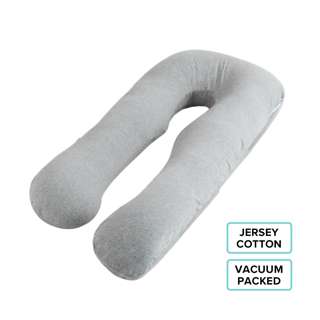Cubble Pregnancy Pillow U Shaped with Cover Jersey Light Grey