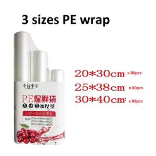 PurityWhite PE 3 sizes Food cling wrap plastic bag