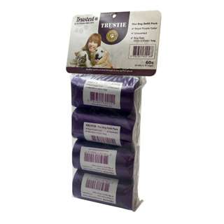 Trustie Poo Bag Rolls (Purple) (4X15Pcs) (Unscented)(22X33Cm)
