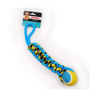 Chomper Paracord Rope Tugwtennis Ball (Blue) (Medium)
