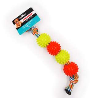 Chomper Rope Tug With 4 Vinyl Balls (Orange) (Small)(31Cm)