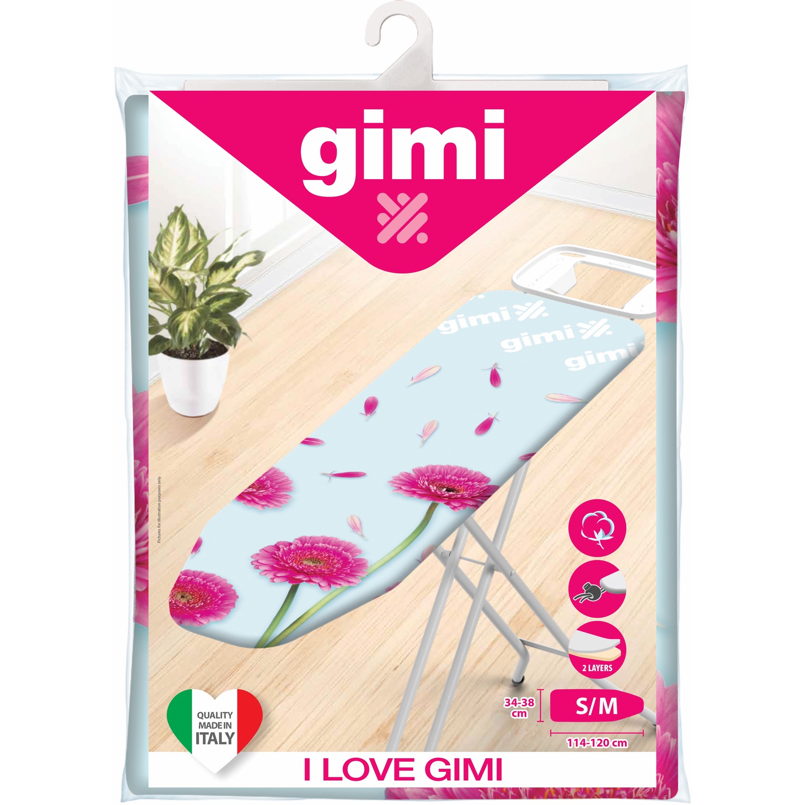 GIMI Iron Board Cover I Love GiMi (S/M) Pink Gerberas NTUC FairPrice
