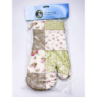 Dolphin Collection Cotton Oven Glove 13" -Checked & Flowers