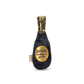 Beeztees Plush Dog Toy Champagne Bottle Black/Gold