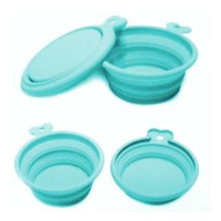 United Pets Collapsible Travel Double Bowl (Light Blue)