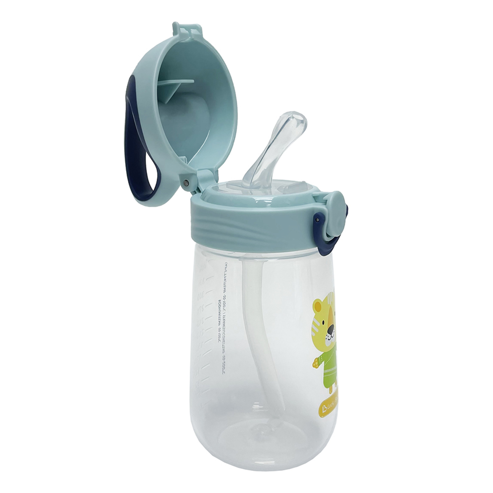 Lucky Baby Odee Dual Straw Patent Bottle - Blue | NTUC FairPrice
