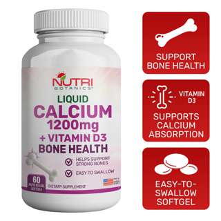 Nutri Botanics Liquid Calcium 1200mg Vitamin D Bone Supplemen