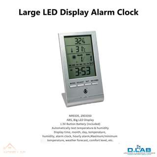 D.LAB Large Display LED Alarm Clock (NR9335) White