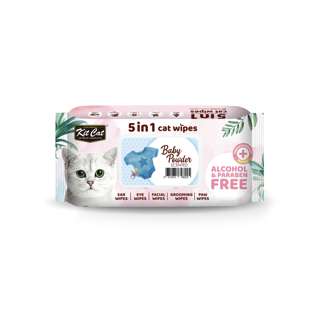 Kit Cat 5 In 1 Cat Wipes -Baby Powder Alcohol & Paraben Free