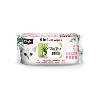 Kit Cat 5 In 1 Cat Wipes -Aloe Vera  Alcohol & Paraben Free