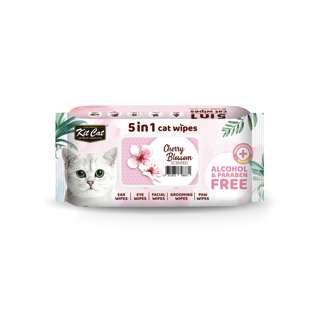 Kit Cat 5 In 1 Cat Wipes-Cherry Blossom Alcohol & Paraben Fre