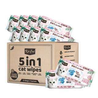 Kit Cat 5 In 1 Cat Wipes -Baby Powder Alcohol & Paraben Free