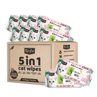 Kit Cat 5 In 1 Cat Wipes -Aloe Vera  Alcohol & Paraben Free