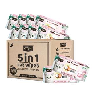 Kit Cat 5 In 1 Cat Wipes -Coconut Alcohol & Paraben Free Kit Cat 5 In 1 Cat Wipes -Coconut Alcohol & Paraben Free