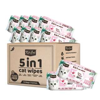 Kit Cat 5 In 1 Cat Wipes-Cherry Blossom Alcohol & Paraben Fre
