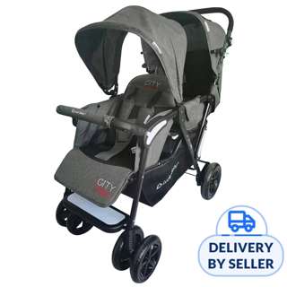 Lucky Baby City Dou Plus Twin Stroller - Denim Grey
