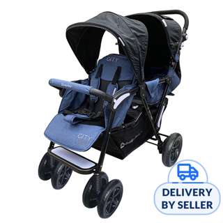 Lucky Baby City Dou Plus Twin Stroller - Denim Blue