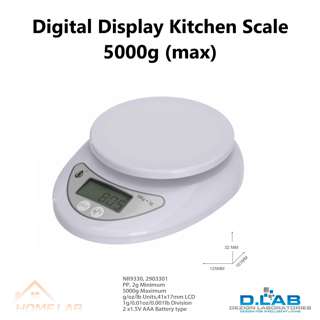 D.LAB Digital Display Kitchen Scale 5000g (NR9330) D.LAB Digital Display Kitchen Scale 5000g (NR9330)