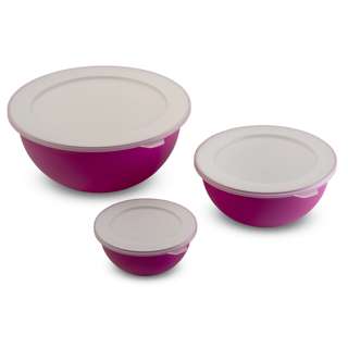 OMADA SANALIVING 3 BOWLS WITH COVERS, Fushia OMADA SANALIVING 3 BOWLS WITH COVERS, Fushia