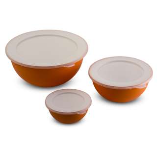 OMADA SANALIVING 3 BOWLS WITH COVERS, Orange OMADA SANALIVING 3 BOWLS WITH COVERS, Orange