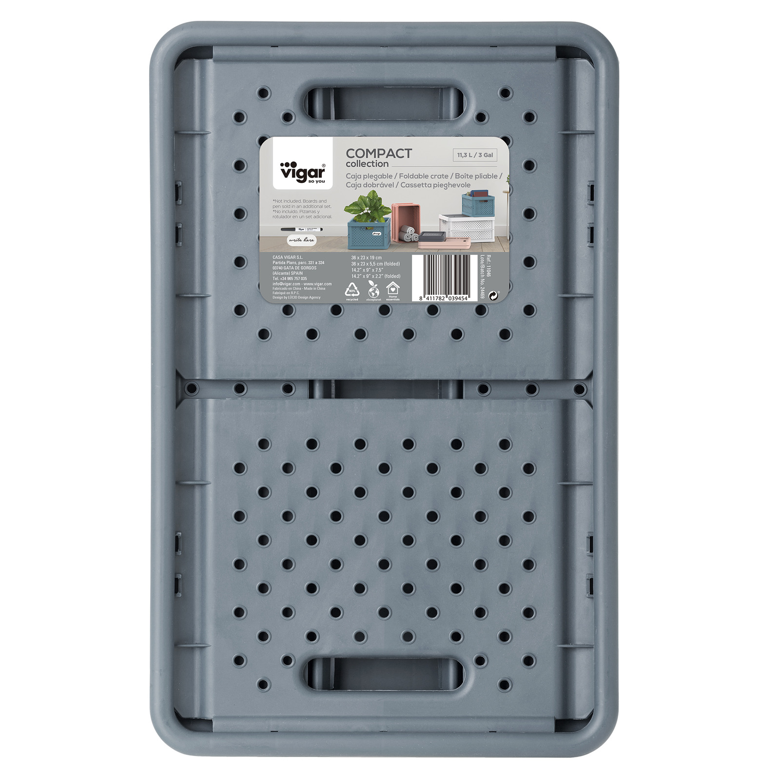 Vigar Compact 11.3L Foldable Crate Charcoal Black NTUC FairPrice