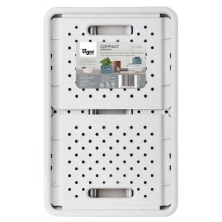 Vigar Compact 11.3L Foldable Crate - Sand White