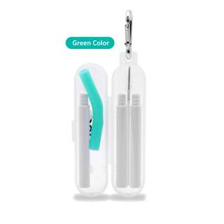 SunEco Reusable Straw with Cleaning Brush Set - Green