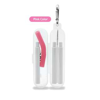 SunEco Reusable Straw with Cleaning Brush Set - Pink