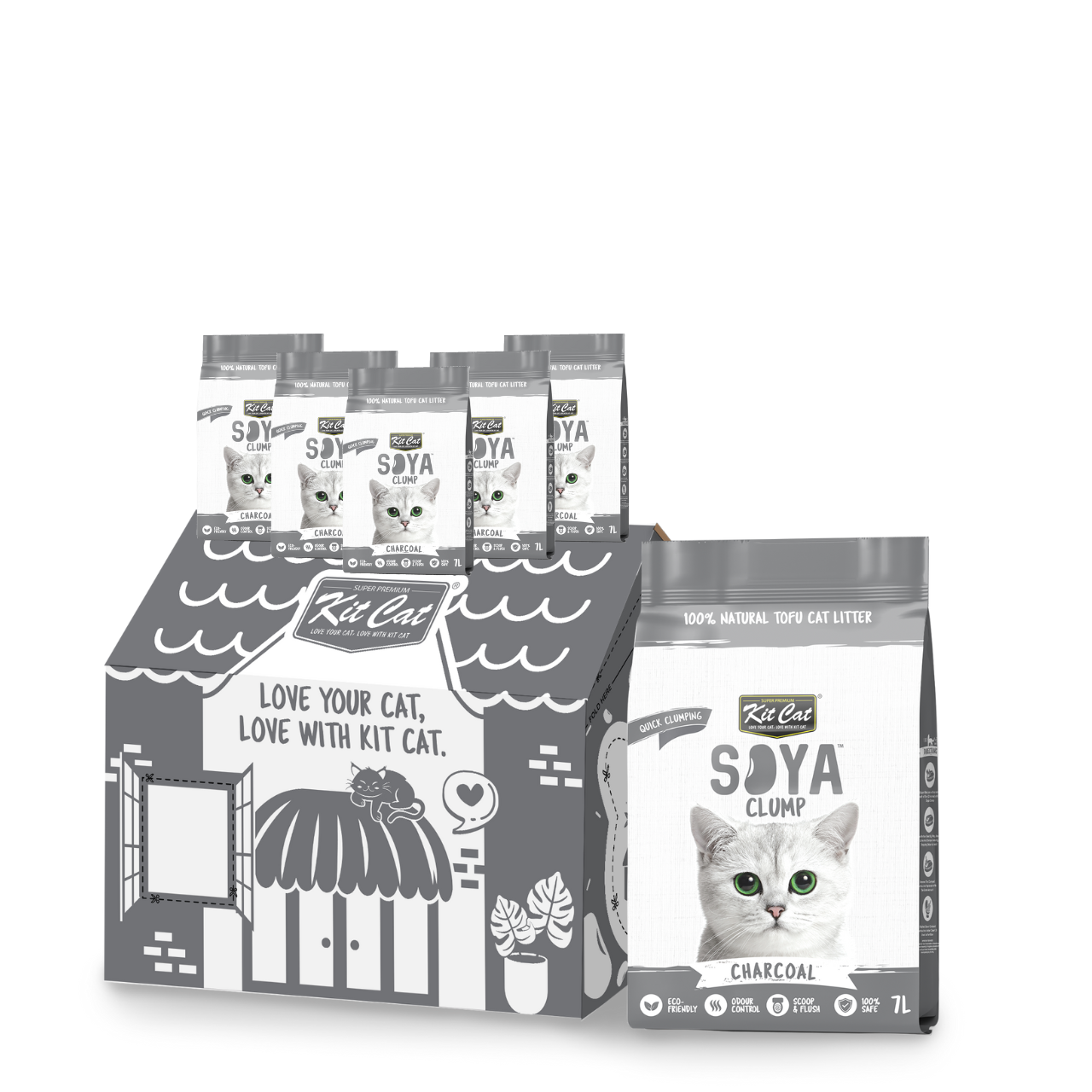 Kit Cat SoyaClump Soybean Cat Litter - Charcoal