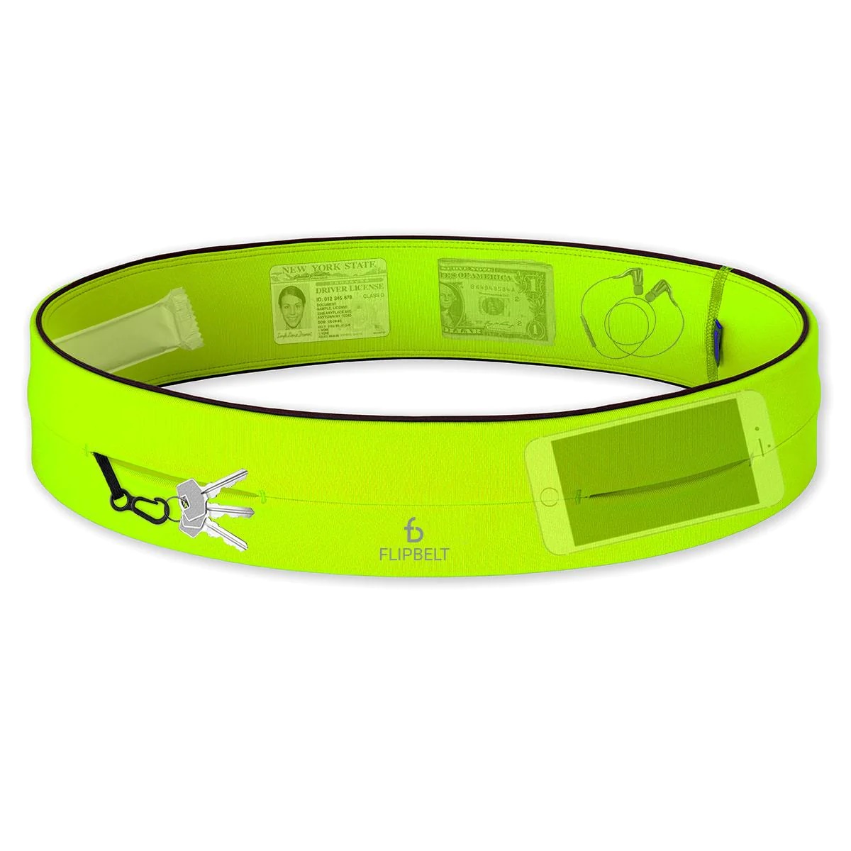FlipBelt Classic Running Belt Neon Yellow (Size S) NTUC FairPrice