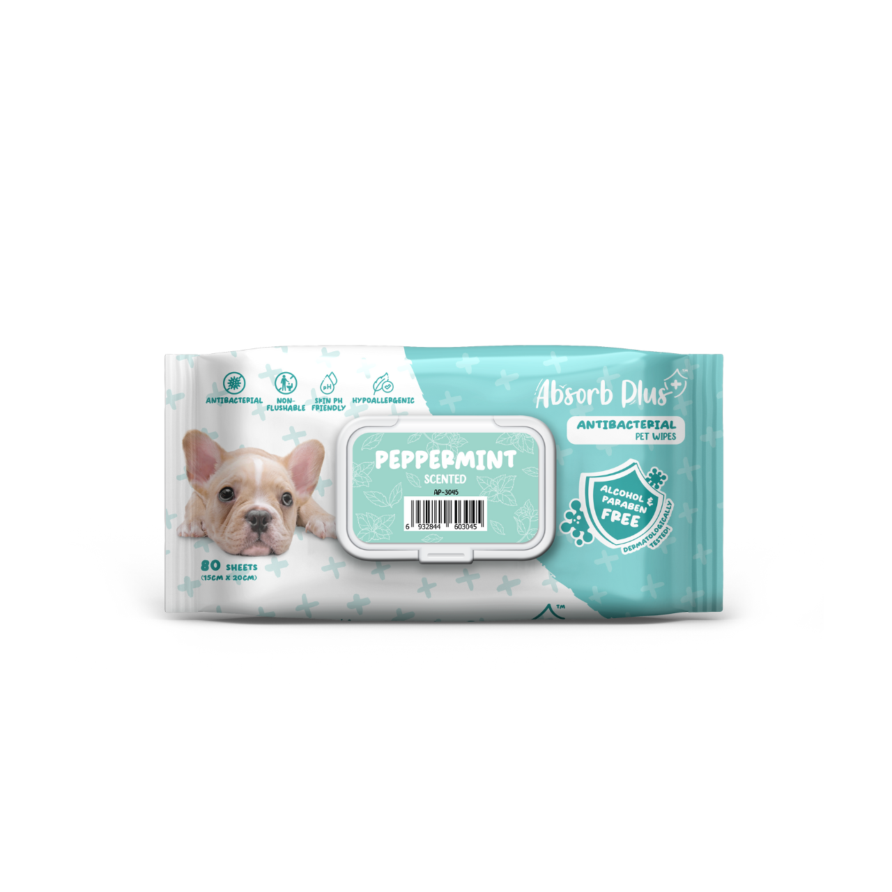 Absorb Plus AntiBacterial PetWipes - Peppermint