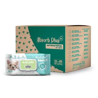 Absorb Plus Antibacterial Pet Wipes -  Aloe Vera